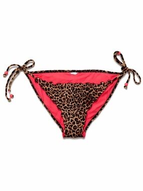 Target Pink & Leopard Print Ruffle Tie-Side Bikini Bottom – Size Small EUC